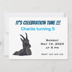 Convite Ibex Cabra Arte Animal Aniversário Infantil