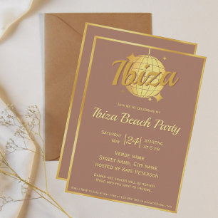 Convite Ibiza temia eivissa gold ball mocha mousse