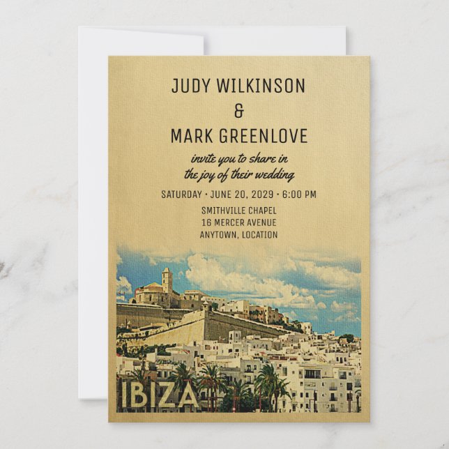 Convite Ibiza Wedation Invitation Vintage Espanha (Frente)