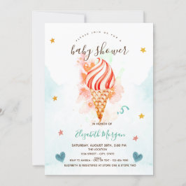 Convite Ice Cream Estrelas Corações Chá de Bebê