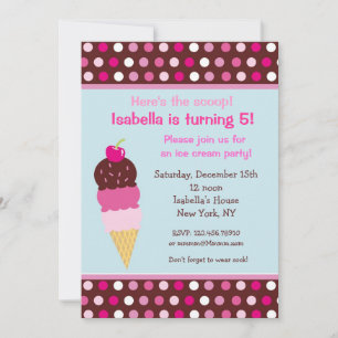 Convite Ice Cream Party Birthday Invitations icecream