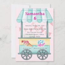 Ice Cream Party Invitation, Samantha 6th Birthday