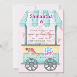 Convite Ice Cream Party Invitation, Samantha 6th Birthday