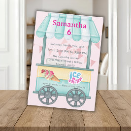 Convite Ice Cream Party Invitation, Samantha 6th Birthday