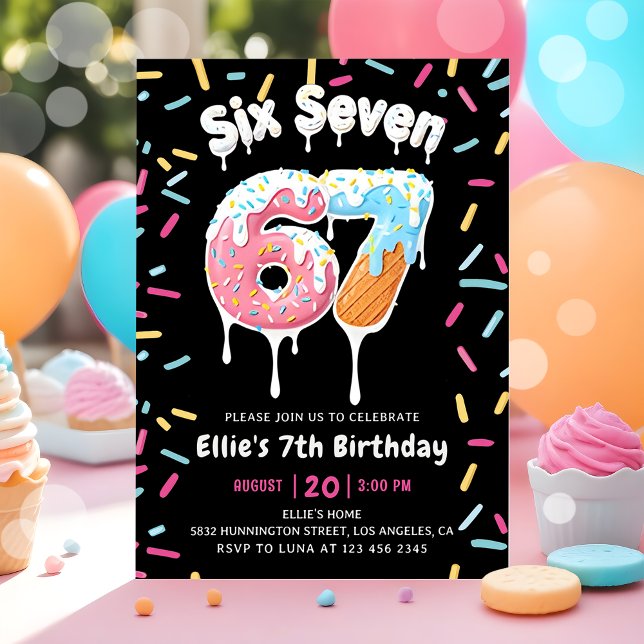 Convite Ice Cream Six Seven 6 7 Birthday Invitation (Criador carregado)