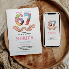 Convite Ice Cream “Six Seven” 7th Birthday Party for Kids