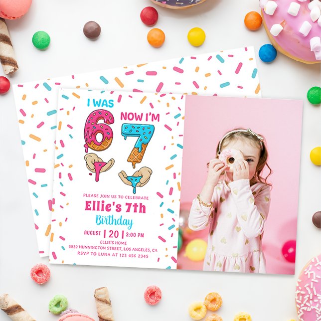 Convite Ice Cream Six Seven Girl Birthday Photo Invitation (Criador carregado)