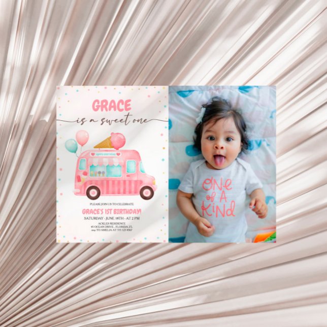 Convite Ice Cream Truck Aqui está a Foto de Aniversário do (Criador carregado)