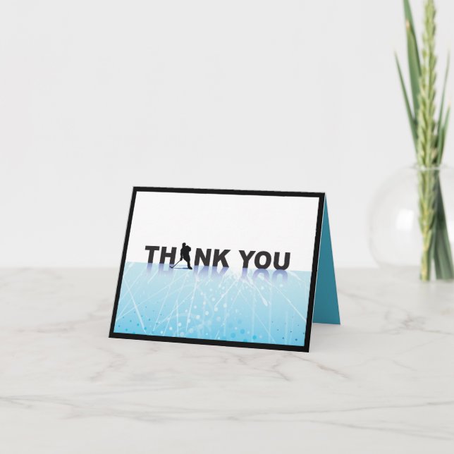 Convite ICE HOCKEY Bar Bat Mitzvah Folded Thank You Card (Frente)