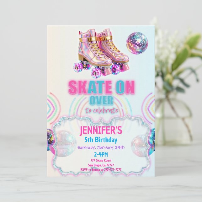 Convite Ice Skating Birthday Invitation (Em pé/Frente)