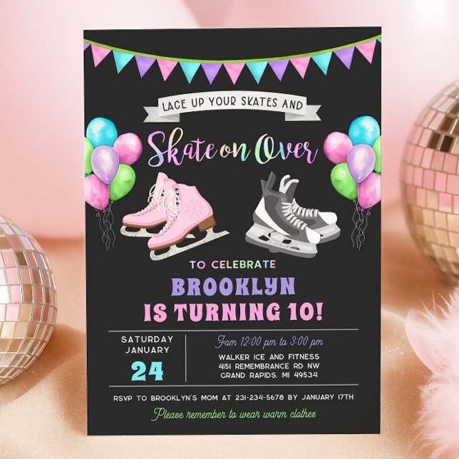 Convite Ice Skating Birthday Invitation (Ice Skating Birthday Invitation - Boy Girl Ice Skates)