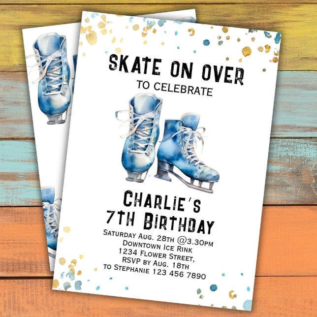 Convite Ice Skating Birthday Invitation Party Ice Skating (Criador carregado)