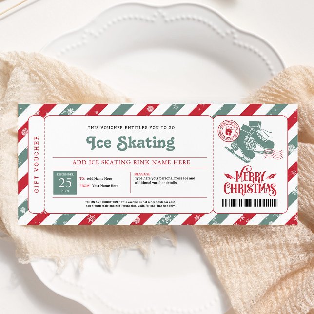 Convite Ice Skating Christmas Gift Voucher (Criador carregado)