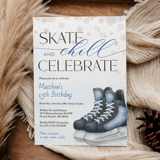 Convite Ice Skating Teen Boy's Hockey Birthday Invitation (Ice Skating Teen Boy's Hockey Birthday Invitation)