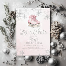 Ice Skating Winter Birthday Party Silver Glitter