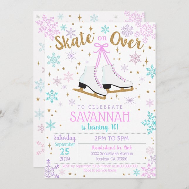 Convite Ice Skling Invitation Party Ice (Frente/Verso)
