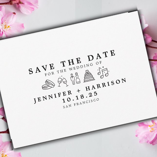 Convite Ícone de Casamento Divertido Moderno Save the Date (Criador carregado)