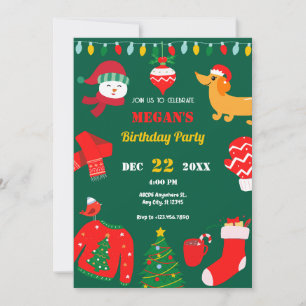 Convite ícone de inverno de Natal verde