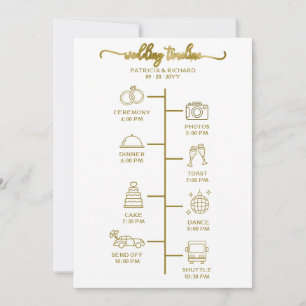 Convite Ícone de Itinerário de Casamento Chic Script Boas-