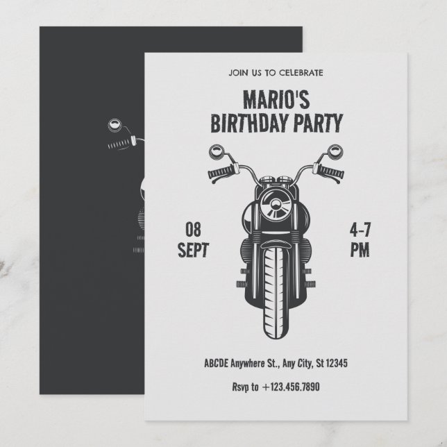 Convite ícone de motocicleta antiga (Frente/Verso)