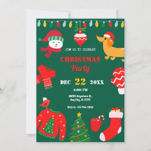 Convite Ícone de Natal verde — festa de natal