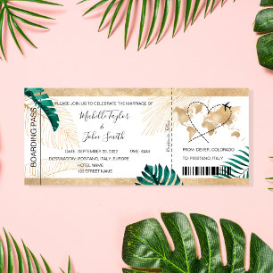 Convite Ícone de Plano Cardíaco Pass de Casamento de Desti