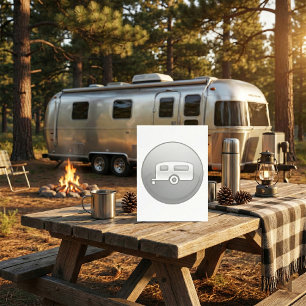 Convite Ícone de Reboque de Camping Prateado RV Minimalist