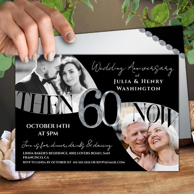 Convite Ícone Moderno de 60º Aniversário de Casamento (Criador carregado)