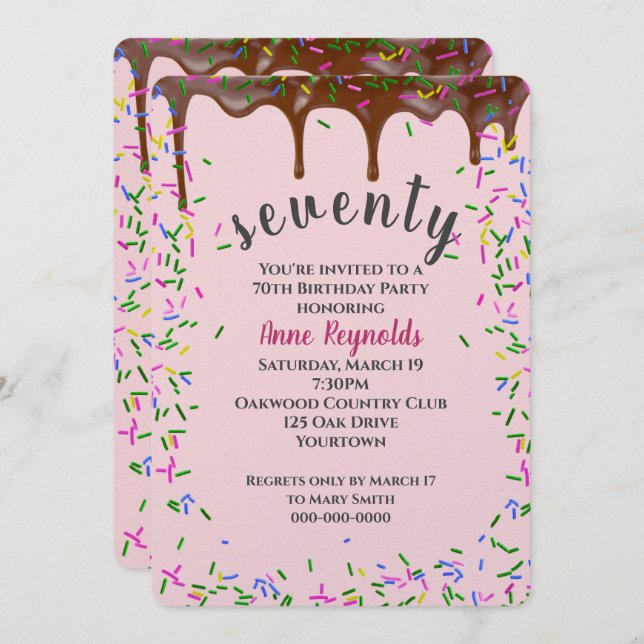 Convite Ícones de chocolate com borrão para o aniversário  (Frente/Verso)