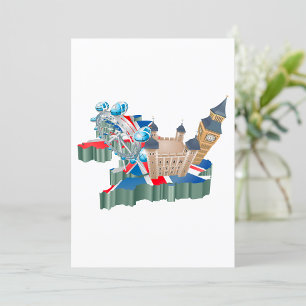 Convite Iconic London Landmarks UK Map British Viagem