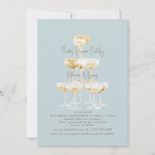 Convite Icy Blue Bridal Shower Bubbly Champagne