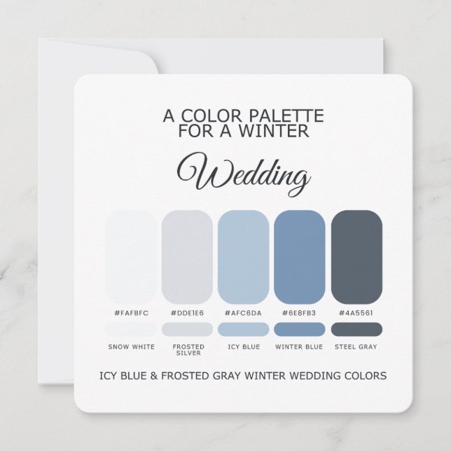 Convite Icy Blue Frosted Gray Winter Wedding Palette Card (Frente)