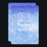 Convite Icy Blue Glitter Drip Mermaid Sweet 16 Party<br><div class="desc">Personalizar para qualquer evento.</div>