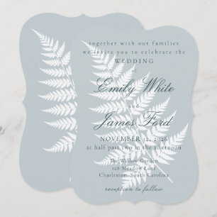 Convite Icy Blue White Fern 5x7 Suporte Casamento