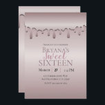Convite Icy Blush Rosa Dourado Pink Drip Sweet 16 XVI<br><div class="desc">Personalizar para o seu evento.</div>