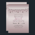 Convite Icy Blush Rosa Dourado Pink Drip Sweet 16 XVI<br><div class="desc">Personalizar para o seu evento.</div>