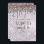 Convite Icy Pink Rose Dourada Glitter Drip Sereia Doce 16<br><div class="desc">Personalizar para qualquer evento.</div>