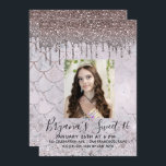 Convite Icy Pink Rose Dourada Glitter Drip Sweet 16 Photo<br><div class="desc">adicionar as suas próprias fotografias</div>