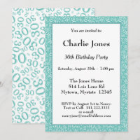 Idade 30 Número Aleatório Padrão Azul-Ciano/Branco