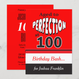Convite Idade até a Perfecção aos 100 anos | 100.o anivers