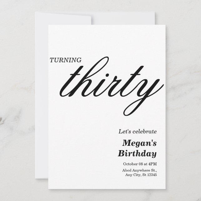 Convite Idade de aniversário elegante, minimalista, a pret (Frente)