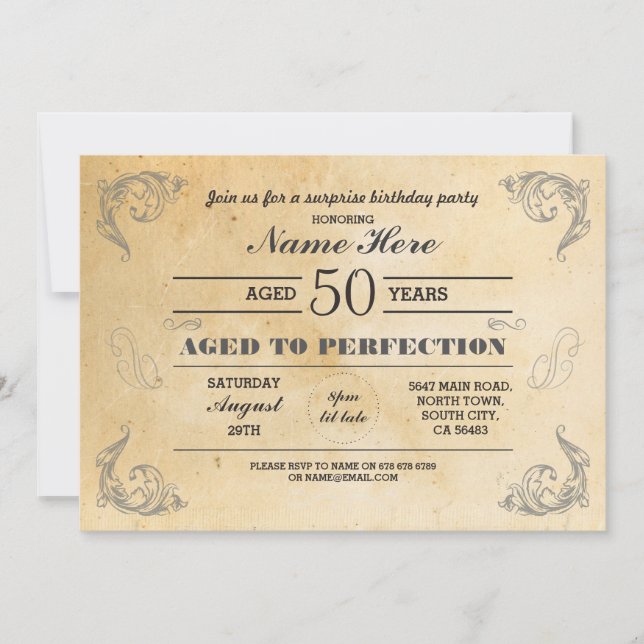 Convite Idade Para A Perfeição Aniversário Em Qualquer Ida (Frente)