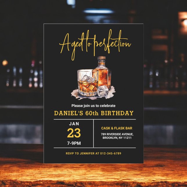 Convite Idade para Perfecção 60º Aniversário do Whiskey Me (Criador carregado)