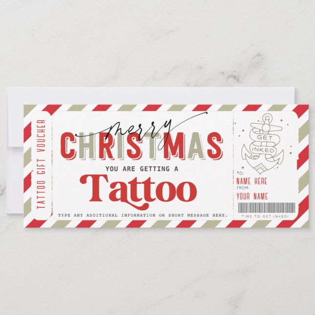 Convite Ideia de Modelo do Presente da Tatuagem de Natal (Frente)