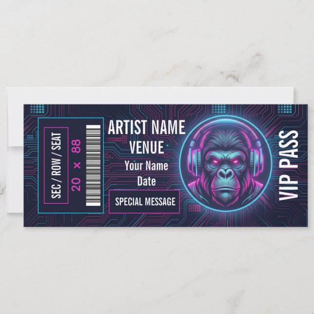 Convite Ideia de presente de ingresso de concerto personal (Frente)