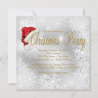 Convite Ideias da Festa de Natal em Santa Hat Snowflake