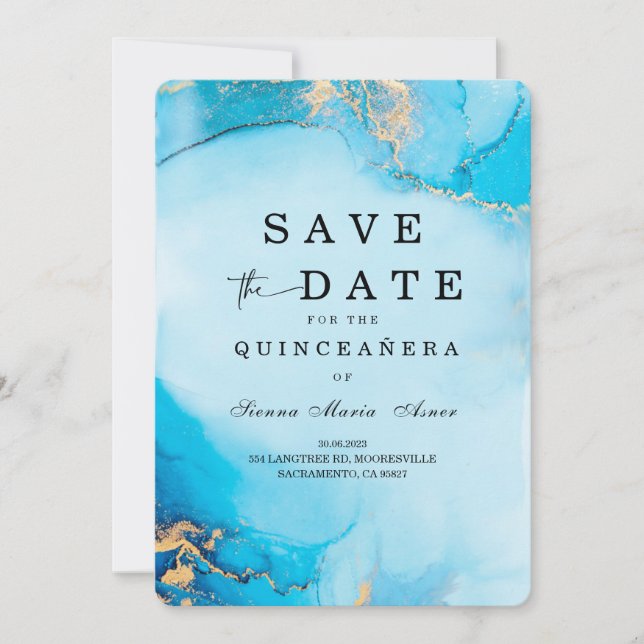 Convite Ideias de Save the Date para Quinceanera (Frente)
