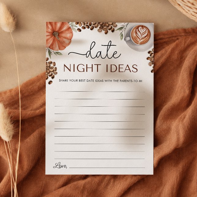 Convite Ideias para Noite de Data de Chás de Bebê com Café (Pumpkin Spice Coffee Baby Shower Date Night Ideas)