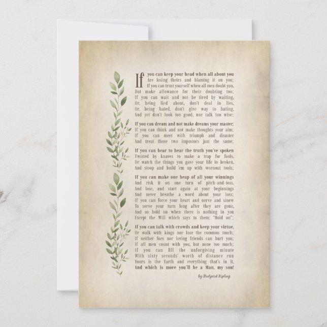 Convite IF, poema inspirado de Rudyard Kipling (Frente)