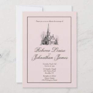 Convite Igreja Beije Capela Casamento Minimalista Elegante